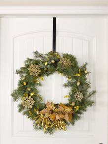 1 Pc Premium Wreath Hanger For Front Door, Black Over The Door Metal Hooks, Long Wreath Hangers For Hanging Christmas Decorations, Clothes, Towels, Signs And More