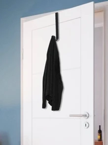 1 Pc Premium Wreath Hanger For Front Door, Black Over The Door Metal Hooks, Long Wreath Hangers For Hanging Christmas Decorations, Clothes, Towels, Signs And More