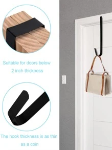 1 Pc Premium Wreath Hanger For Front Door, Black Over The Door Metal Hooks, Long Wreath Hangers For Hanging Christmas Decorations, Clothes, Towels, Signs And More