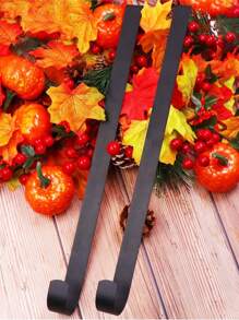 1 Pc Premium Wreath Hanger For Front Door, Black Over The Door Metal Hooks, Long Wreath Hangers For Hanging Christmas Decorations, Clothes, Towels, Signs And More