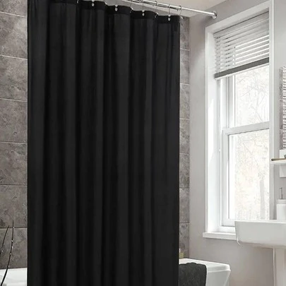 1 件装浴帘，配有塑料挂钩，防水防霉涤纶材质，可机洗，可用作浴室隔断帘，装饰浴室，安装简便，是秋季和返校季必备的浴室配件。