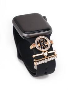 Bộ 4 vòng trang trí dây đeo đồng hồ chữ R tương thích với Apple Watch 38mm 40mm 41mm 42mm 44mm 45mm Dây đeo đồng hồ trượt bằng kim loại Phụ kiện vòng trang trí tương thích với Apple Watch Series 8 7 6 5 4 3 2 1 (Không có dây đeo đồng hồ) - Nhiều màu - Xem 3