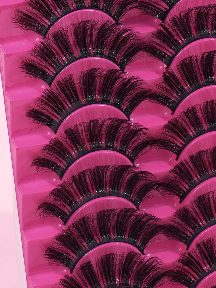 Happy Butterfly 10pairs/pack Curly Natural False Eyelashes, Made Of Artificial Mink Hair For Lengthening & Thickening - Black - View 4