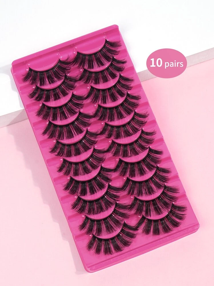 Happy Butterfly 10pairs/pack Curly Natural False Eyelashes, Made Of Artificial Mink Hair For Lengthening & Thickening - Black - View 7