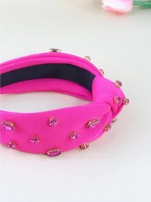 水鑽和結飾髮箍 - 玫紅色 - 查看 3