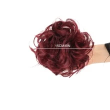 凌亂髮髻發片凌亂高髻假髮女式波浪捲曲髮圈夾爪髮髻合成爪夾帶頭髮 - 酒紅色 - 查看 4