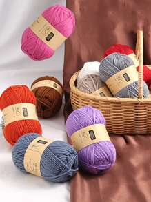1入組中等厚度腈纶纖維毛線，適用於日常編織、手工藝和DIY項目 - 紫色 - 查看 4