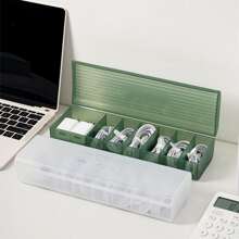 Plastic Cable Organizer Box For Phone Charger And Other Cables, Power Cord Storage Case With Dividers And Winder - White - View 6