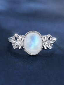 1 Sang Trọng Công Chúa Bạc Hình Bầu Dục Đá Mặt Trăng Cho Nữ, Hẹn Hò/Sinh Nhật/Đính Hôn/Quà Cưới, bộ Trang Sức Thời Trang - Bạc - Xem 8