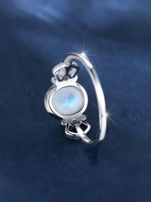 1 Sang Trọng Công Chúa Bạc Hình Bầu Dục Đá Mặt Trăng Cho Nữ, Hẹn Hò/Sinh Nhật/Đính Hôn/Quà Cưới, bộ Trang Sức Thời Trang - Bạc - Xem 9