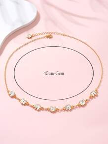 1入組時髦休閒花卉設計精美和極簡女士們項鍊,完美禮品適用於節日 - 彩色 - 查看 4