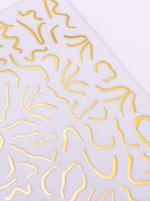 2pcs Gold Color Lines Nail Stickers Elegant Nail Art Decals Romance DIY for Women Nail Art Decoration - Gold - View 2