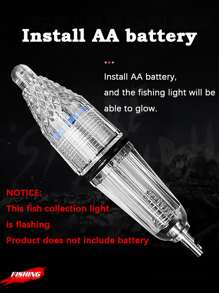 1個藍色閃爍漁燈夜間垂釣集魚led燈防水深海聚光燈(不含電池)12cm/17cm(4.72in/6.7in) - 藍色 - 查看 5