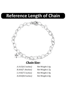 件 925 純銀女式心形鏈手鍊，非常適合生日和聖誕禮物 - 銀色 - 查看 6