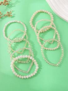 9pcs Faceted elastic bracelet - White - View 3