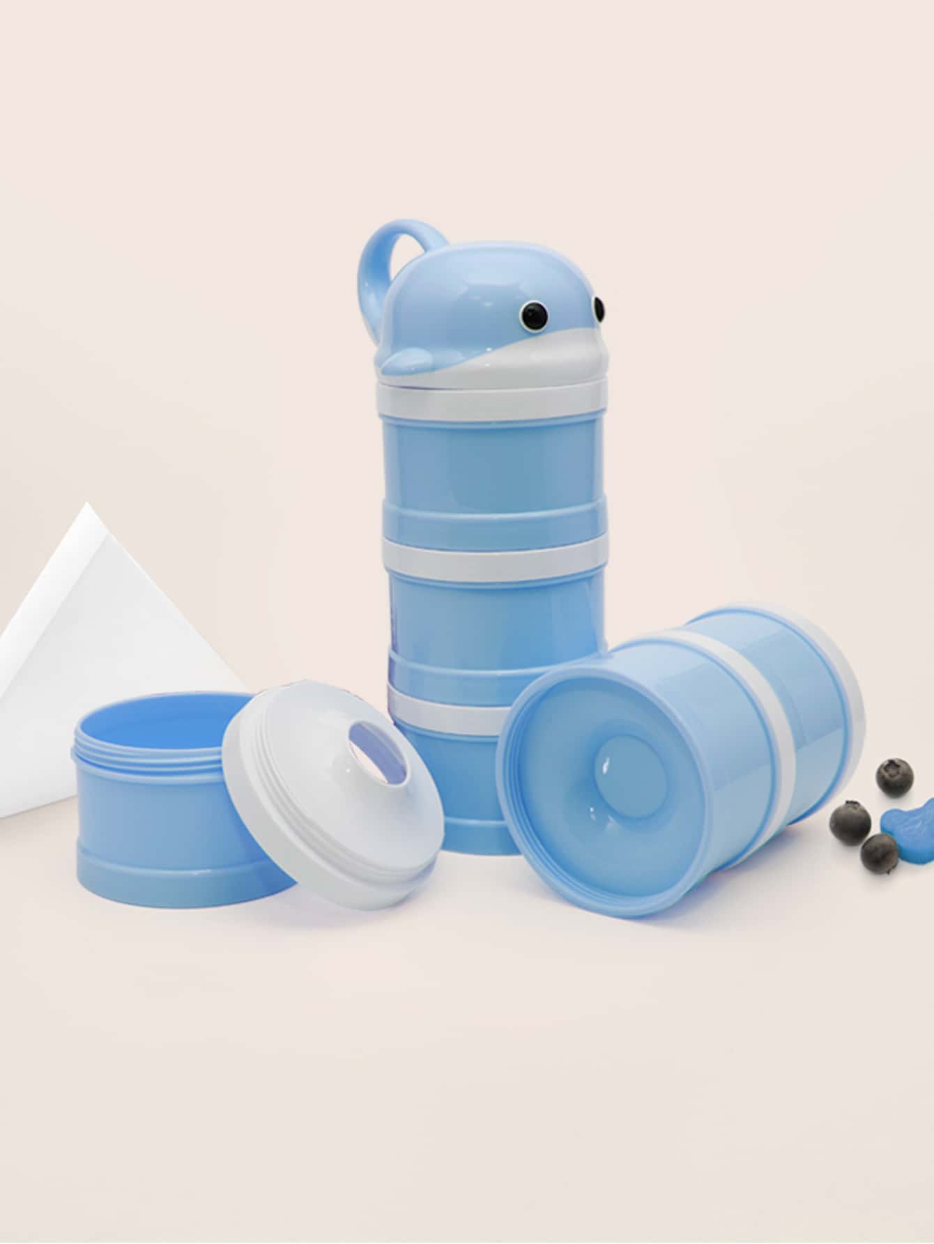 Cartoon Dolphin Infant Formula Milk Powder Dispenser, Portable Baby Food Container With Cover