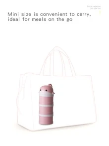 Cartoon Dolphin Portable Baby Milk Powder Container, Sealed Moisture-Proof Food Storage Box With Compartments For Outdoor Use - Pink - View 6