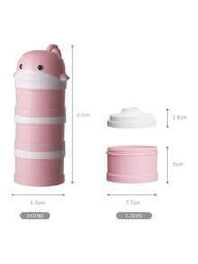 Cartoon Dolphin Portable Baby Milk Powder Container, Sealed Moisture-Proof Food Storage Box With Compartments For Outdoor Use - Pink - View 8