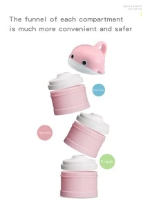 Cartoon Dolphin Portable Baby Milk Powder Container, Sealed Moisture-Proof Food Storage Box With Compartments For Outdoor Use - Pink - View 7