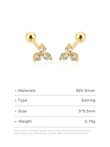 1入優雅簡約925銀三重寶石耳環,適合女性,訂婚派對紀念日禮物