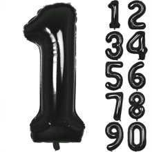 40英寸黑色数字气球 - 大型氦铝箔气球，适用于生日派对（数字0-9）、情人节
