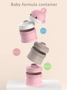 Bebé Polvo con dibujos animados con diseño de delfín PP portátil leche almacenamiento para exterior - Rosa coral - Ver 1