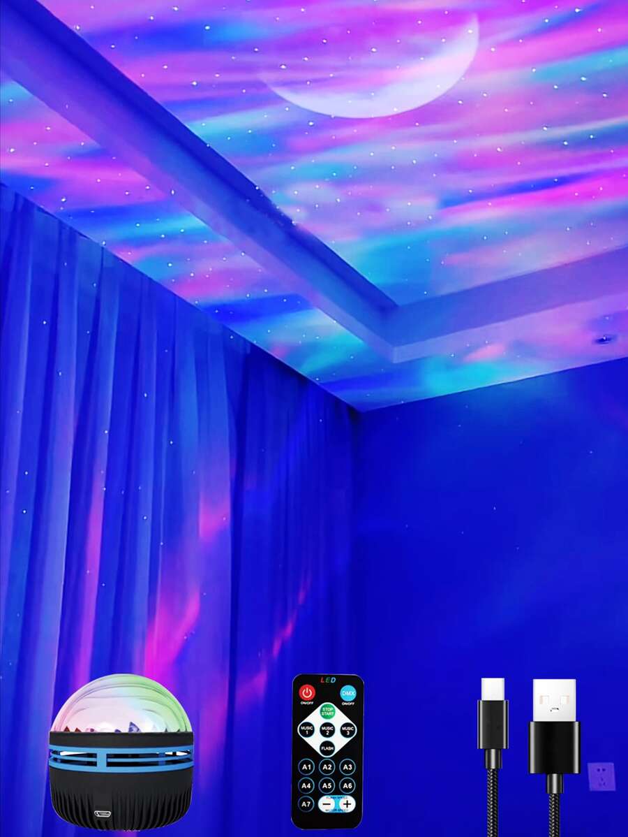1 set of LED starry sky lights, remote controlled auroral projection