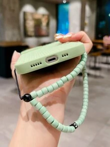 編織紋理質感防摔手機外殼附帶繩子 - 綠色 - 查看 3