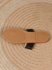 Đúng mốt Dép thông Đối với phụ nữ , Hai âm Chevron Dập nổi Dép phẳng - màu đen - Xem 7