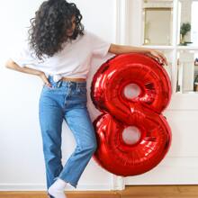 40 Inch Red Number Balloons - Large Helium Foil Balloons For Birthday Party (Numbers 0-9), Valentine's Day - Red - View 4
