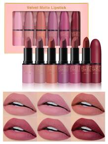 LANGMANNI 6 Colors Velvet Matte Lipstick Set - Multicolor - View 2