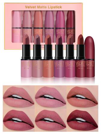 LANGMANNI 6顏色絲絨啞光口紅套裝