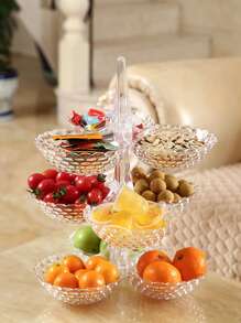 1 Đĩa Nhựa Trái Cây Có Thể Tháo Rời Nhỏ Hộp Ăn Nhẹ Cho Bàn Phòng Khách Bàn Ăn Sáng Tạo Món Kẹo Trang Trí Nhà - Trong sáng - Xem 1