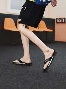 夏天新風格透氣男士人字拖時尚沙灘涼鞋 - 黑色 - 查看 4