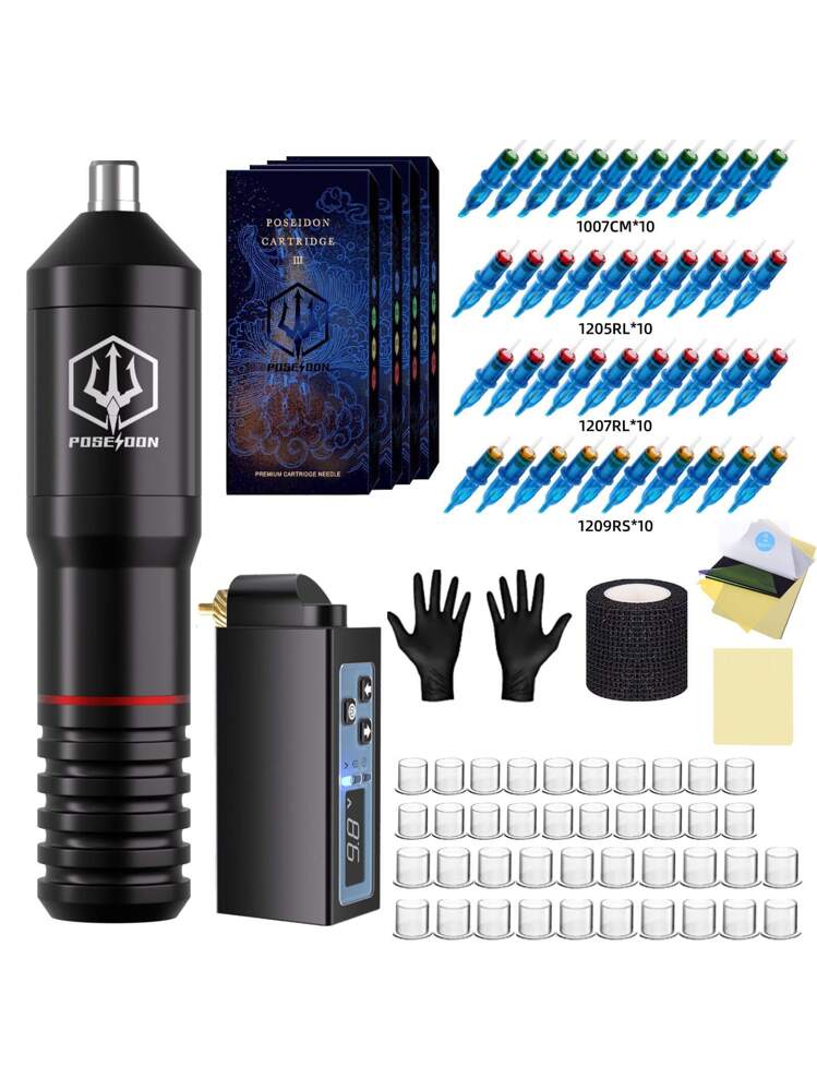 タトゥーペンキット - POSEIDON ワイヤレスタトゥーマシンキット