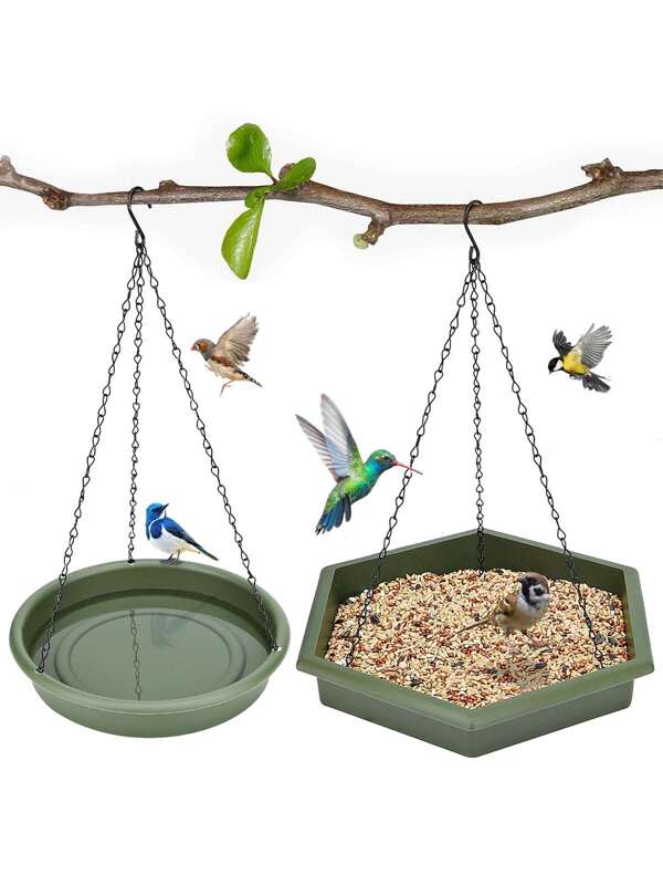Bird Feeder & Stand Set,with Hanger, Birdbath, Hummingbird Feeder, Outdoor Bird Bath Bowl