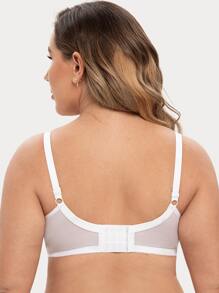 Plus Minimizer Floral Lace Underwire Bra - White - View 2