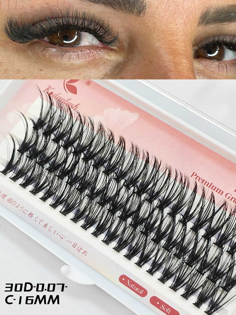 30pcs 16MM Chiều dài 30D 0.07 Độ dày Xoăn C Cá nhân Mở rộng lông mi , Dễ sử dụng DIY Nhà  Lông mi Ghép Bộ dụng cụ , - Màu Khaki - Xem 1