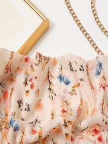 Floral Print Tassel Decor Scarf - Multicolor - View 5
