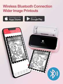 Phomemo M03 Portable Printer-2022 Bluetooth Portable Printer Photo Printer Wireless Portable Mobile Printer Thermal Printer Compatible with iOS + Android,Gift for Mom,Cute School Supplies-Pink - Pink - View 8