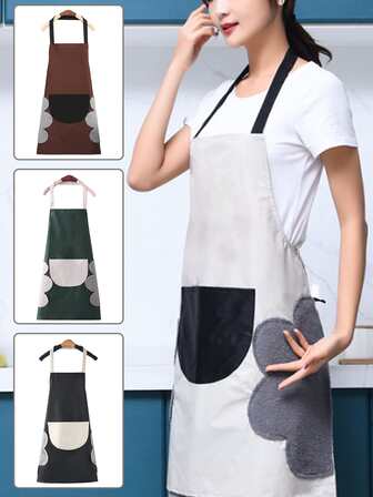 新款廚房圍裙適合女士男士廚師防水耐油地工作圍裙適用於烤架餐廳條形工作衣服家庭烹飪清潔成年人圍兜