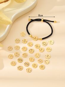 1入A-Z不鏽鋼26個字母吊墜，附經典黑色麻繩，耐用手鐲，適合女孩，有意義的生日/派對/母親節禮物 - 彩色 - 查看 4