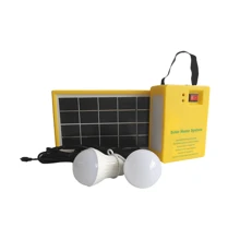 Solar Panel Light 2 Bulb Kit Solar System Energy Saving Solar Light - Yellow - View 2