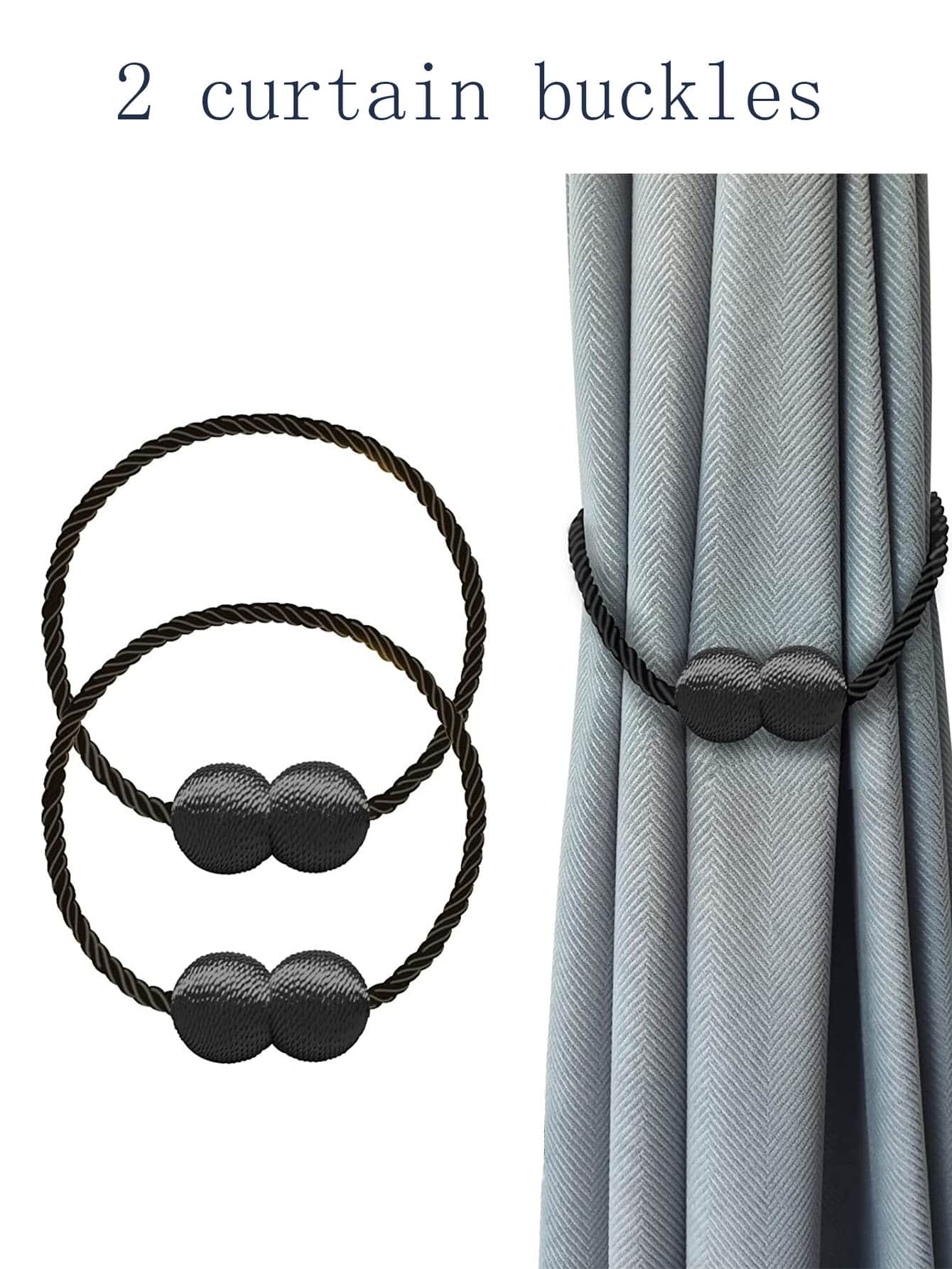 2pcs Black Magnetic Curtain Tiebacks - Black - View 1