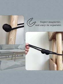 2pcs Black Magnetic Curtain Tiebacks - Black - View 6