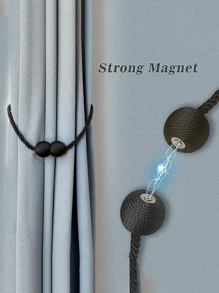 2pcs Black Magnetic Curtain Tiebacks - Black - View 3