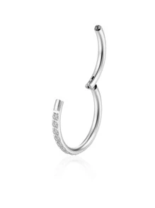 1 chiếc khuyên mũi G23 bằng titan, trang sức xỏ khuyên tròn đính kim cương, hợp kim titan có thể cấy ghép, khuyên tai sụn mềm có bản lề, khuyên mũi xỏ khuyên cơ thể, xỏ khuyên vách ngăn mũi, 6/8/10/12mm - Vàng - Xem 4