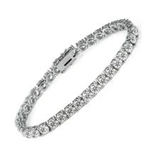 VOLUKA 3mm CZ Tennis Bracelet, Cubic Zirconia Pendant Bracelet, Unisex - White - View 2