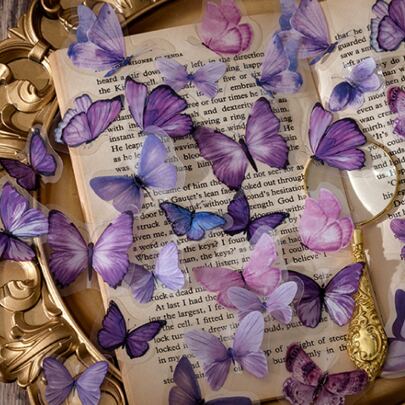 CANDY POETRY 40 piezas/paquete Pegatinas de mariposa de PET multicolor, para decorar teléfonos móviles, portátiles, computadoras, scrapbooking, diarios, blocs de notas, manualidades, útiles escolares y de oficina, útiles escolares, suministros de scrapbooking para volver a la escuela, pegatinas divertidas, pegatinas para portátiles, pegatinas para Kindle, pegatinas para teléfonos papelería libro de sticker estikers