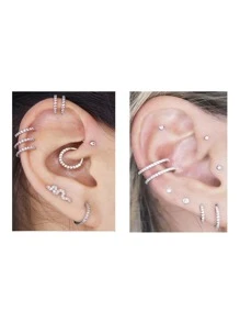 1 chiếc khuyên mũi G23 bằng titan, trang sức xỏ khuyên tròn đính kim cương, hợp kim titan có thể cấy ghép, khuyên tai sụn mềm có bản lề, khuyên mũi xỏ khuyên cơ thể, xỏ khuyên vách ngăn mũi, 6/8/10/12mm - Vàng - Xem 6